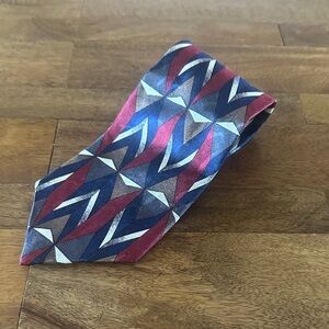 Adolfo Geometric Tie - Red, Blue, Gray